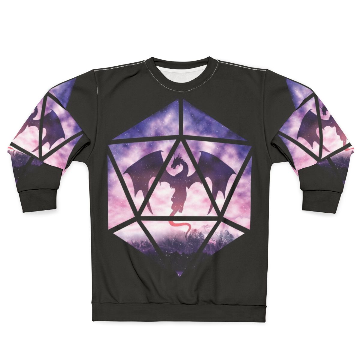 Purple Sky Dragon D20 Sweatshirt - Fantasy Tabletop RPG Apparel