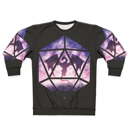 Purple Sky Dragon D20 Sweatshirt - Fantasy Tabletop RPG Apparel