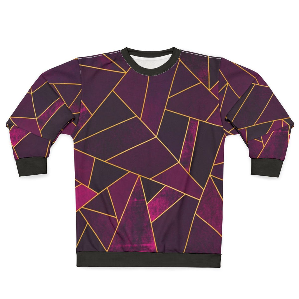 Purple and gold geometric design sweatshirt