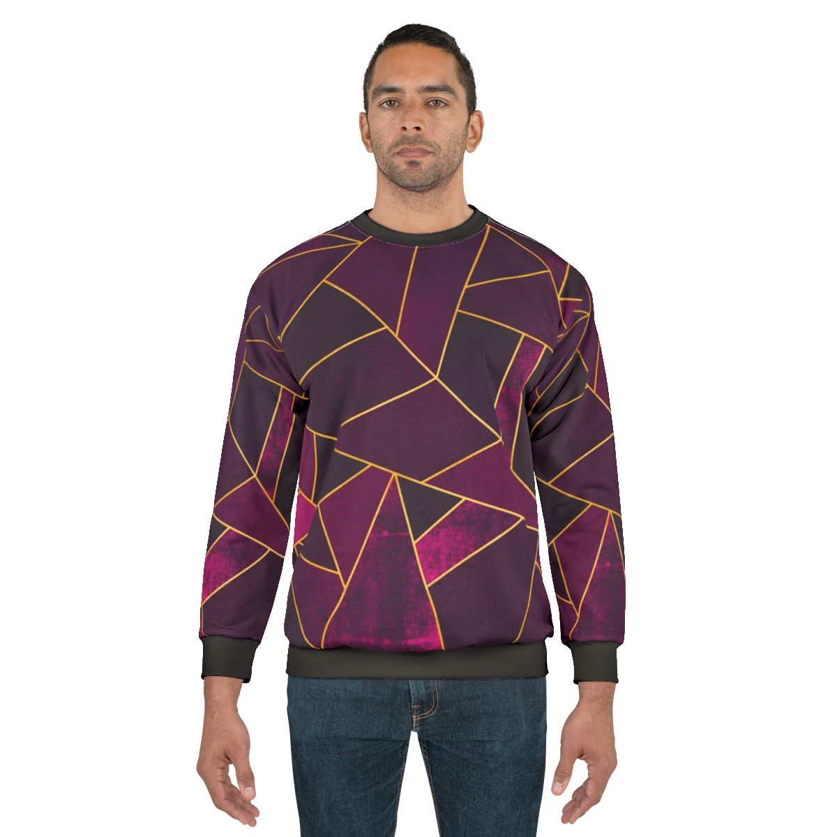 Purple and gold geometric design sweatshirt