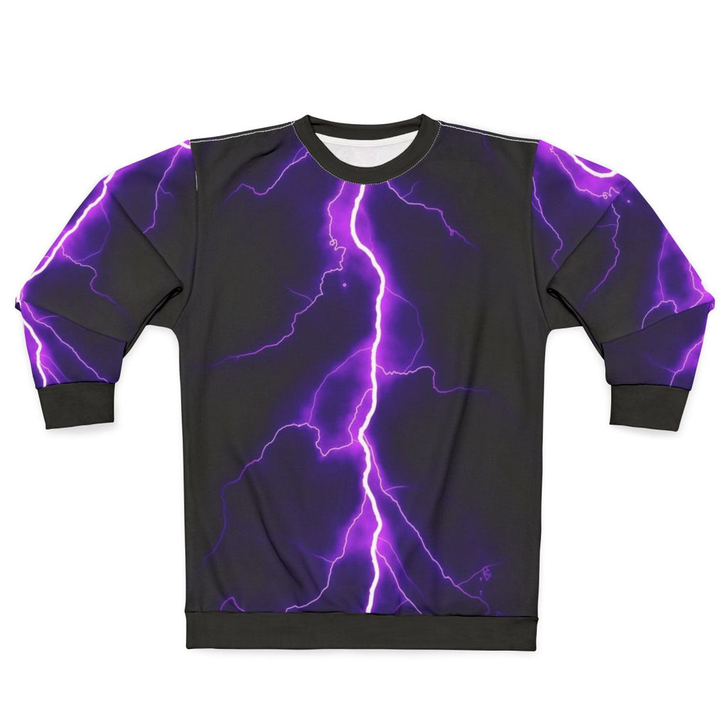 Purple Thunder Sweatshirt with Striking Lightning Bolt Design