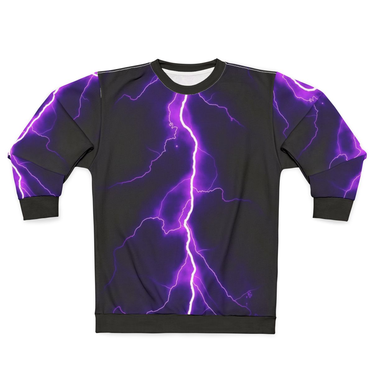 Purple Thunder Sweatshirt with Striking Lightning Bolt Design