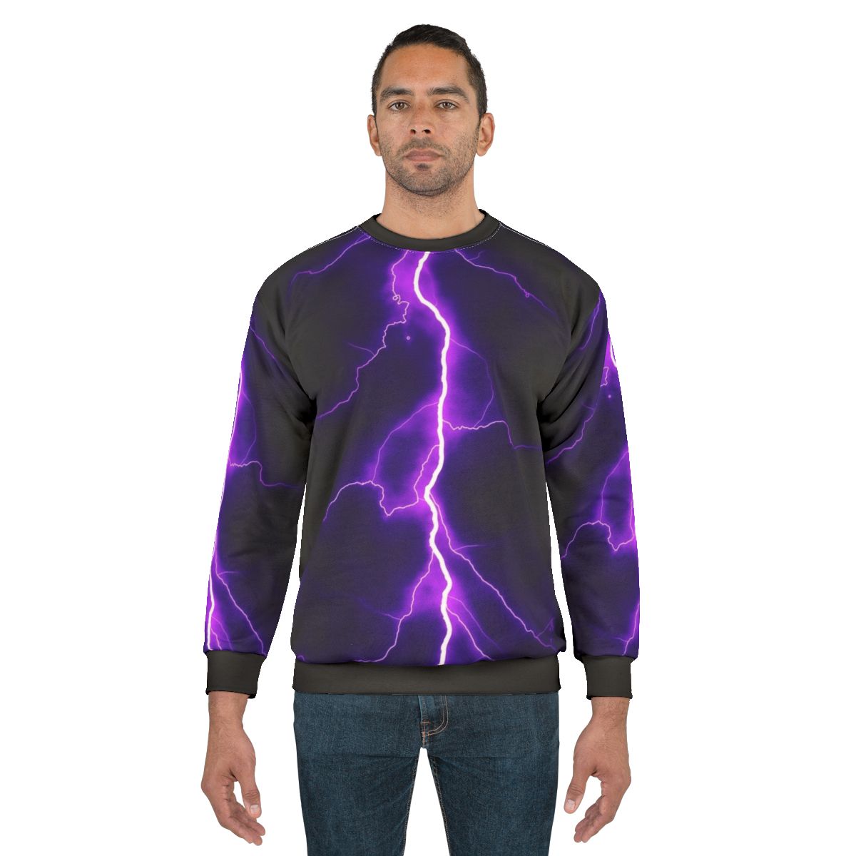 Purple Thunder Sweatshirt with Striking Lightning Bolt Design