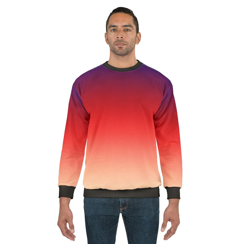 Vibrant purple to yellow gradient ombre sweatshirt