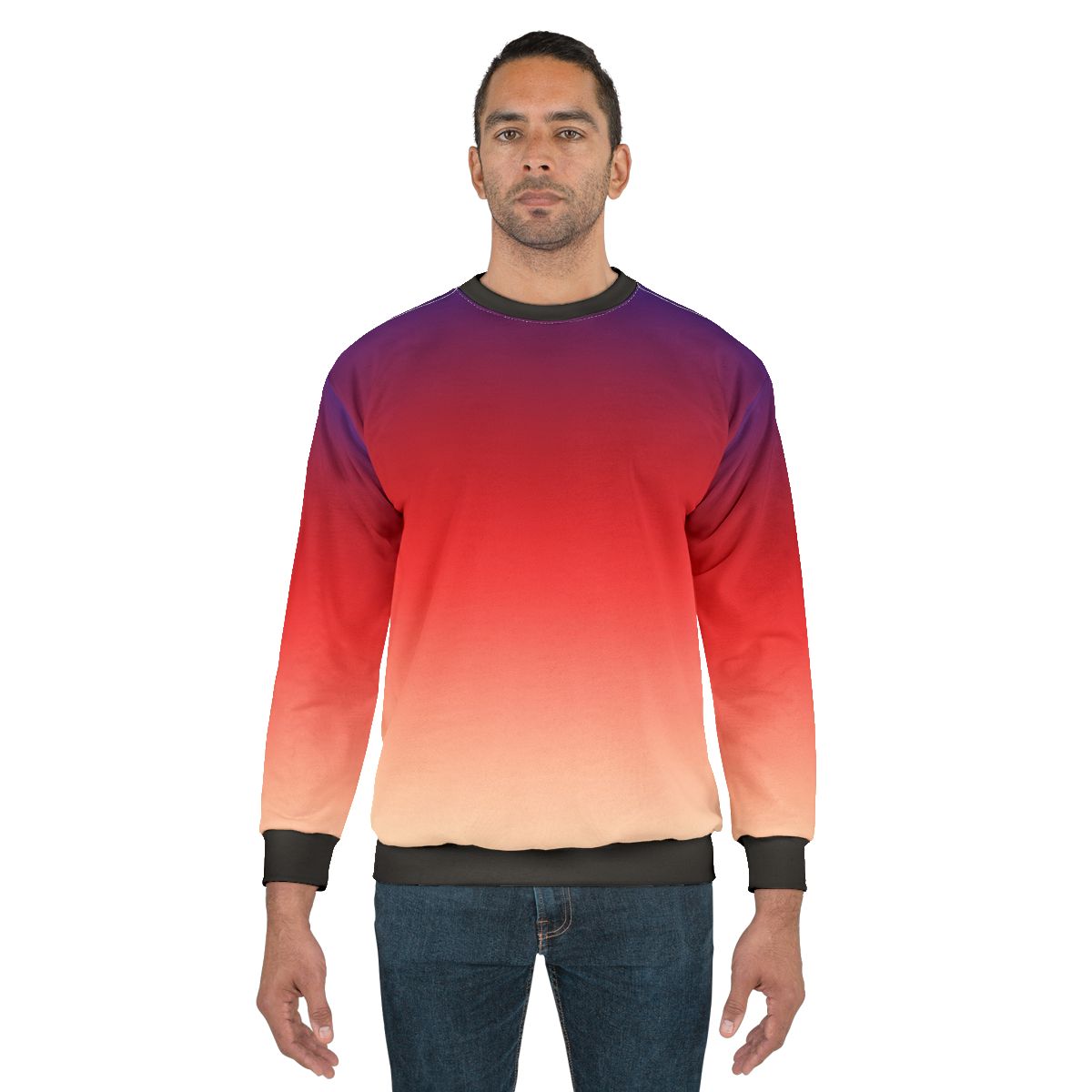 Vibrant purple to yellow gradient ombre sweatshirt