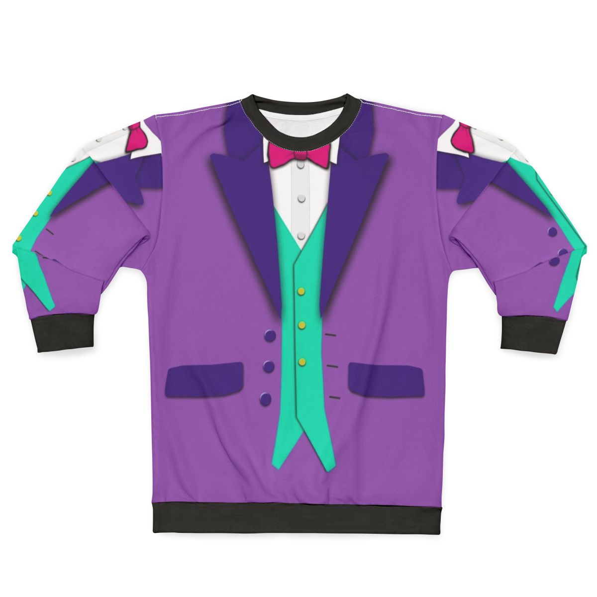 Purple tuxedo bowtie and vest sweatshirt