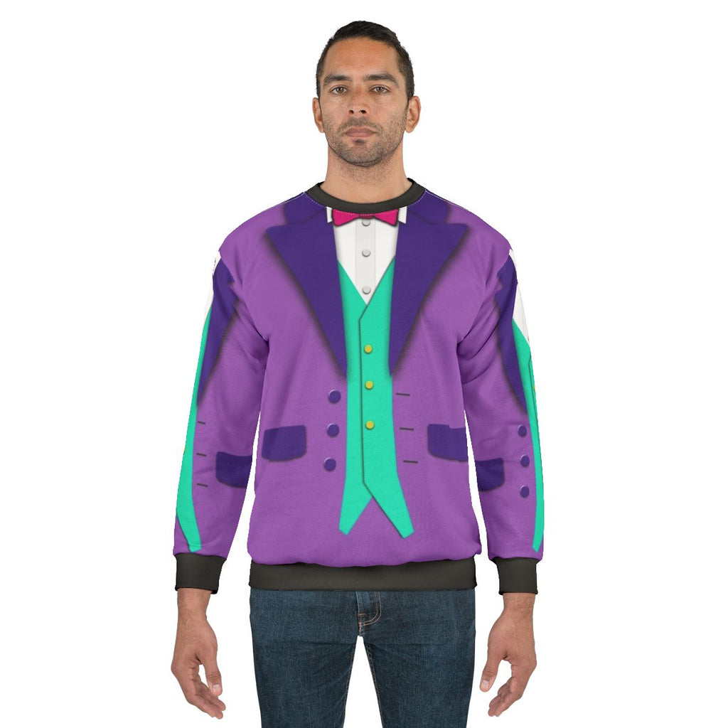 Purple tuxedo bowtie and vest sweatshirt
