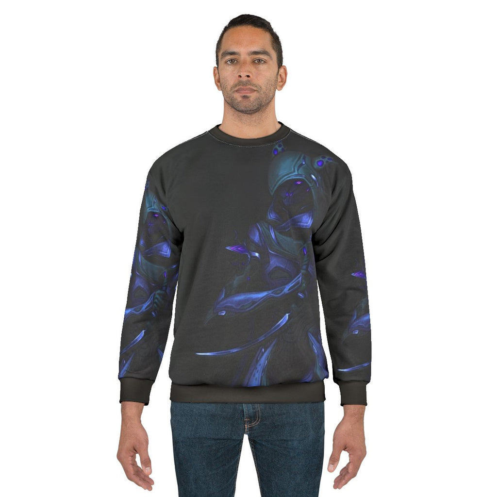 Purple Wisp Warframe Sweatshirt - Sci-Fi Energy Glow Fanart
