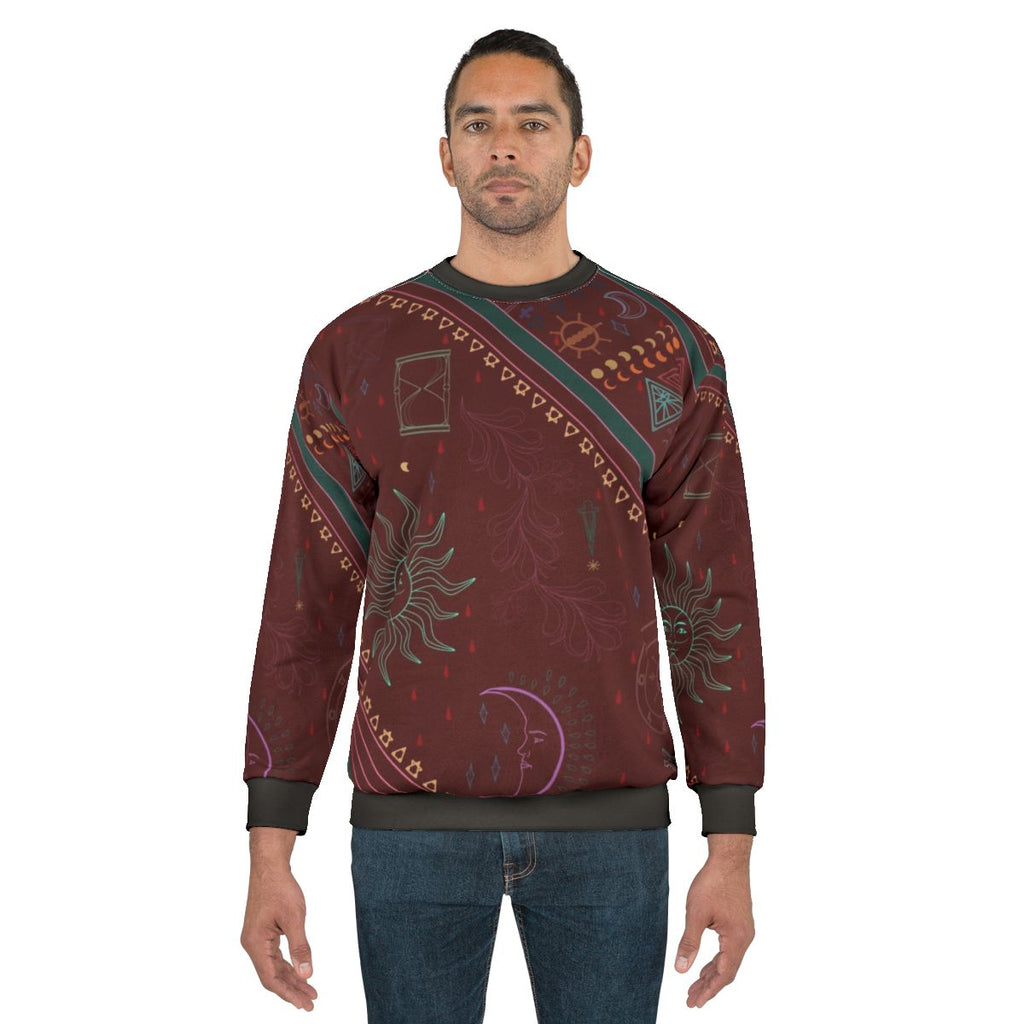 Pyramid Sweatshirt featuring the arcane pattern design inspired by Mollymauk Tealeaf from Critical Role