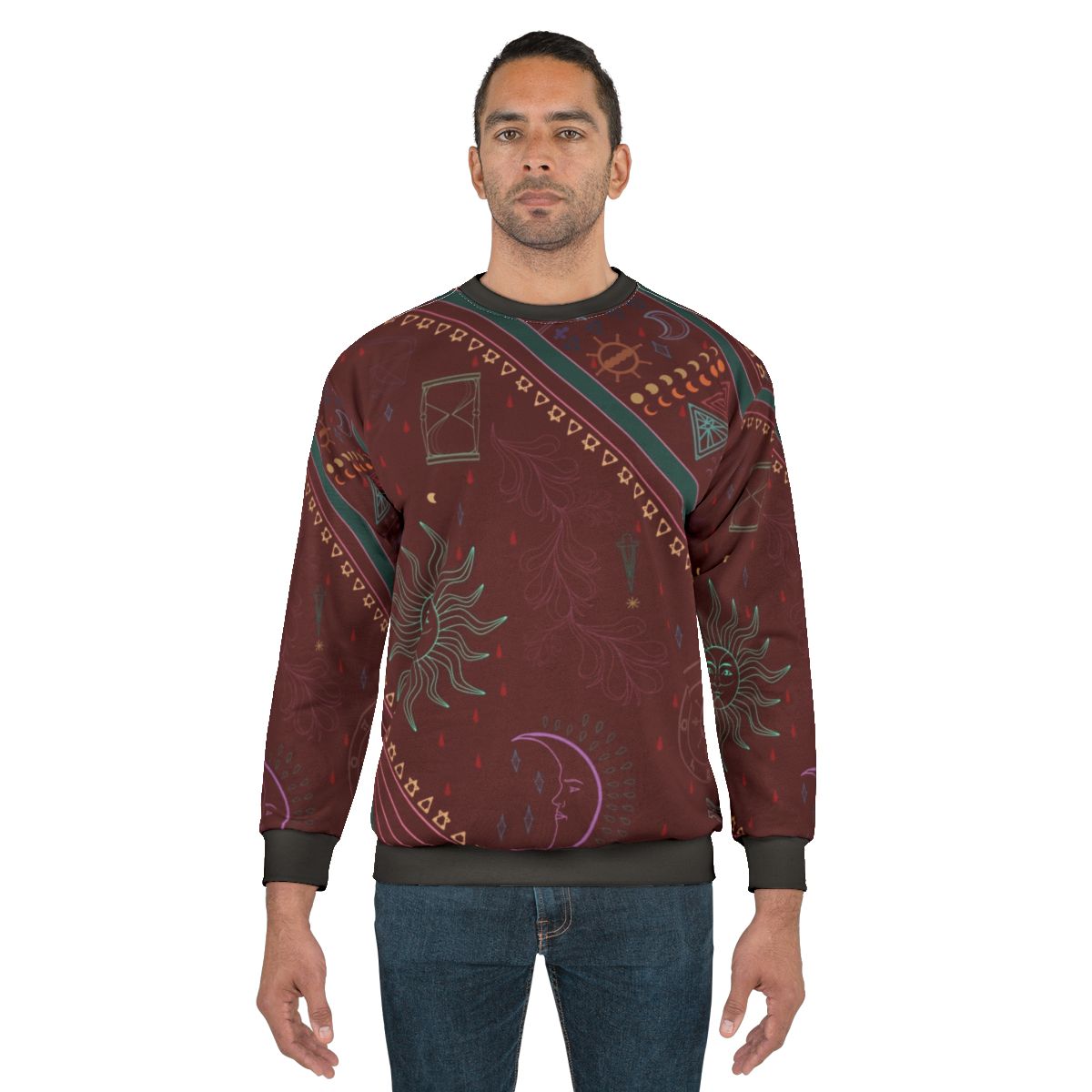 Pyramid Sweatshirt featuring the arcane pattern design inspired by Mollymauk Tealeaf from Critical Role