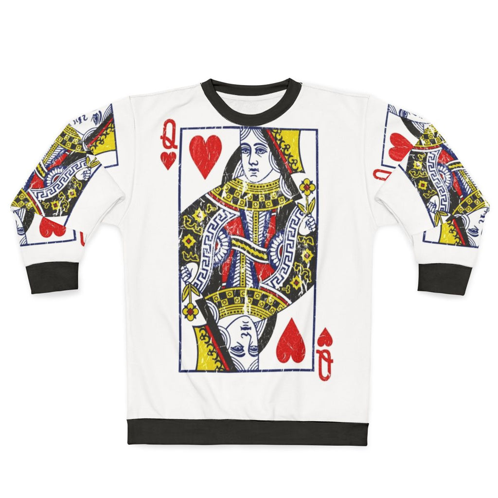 Queen of Hearts Playing Card Sweatshirt