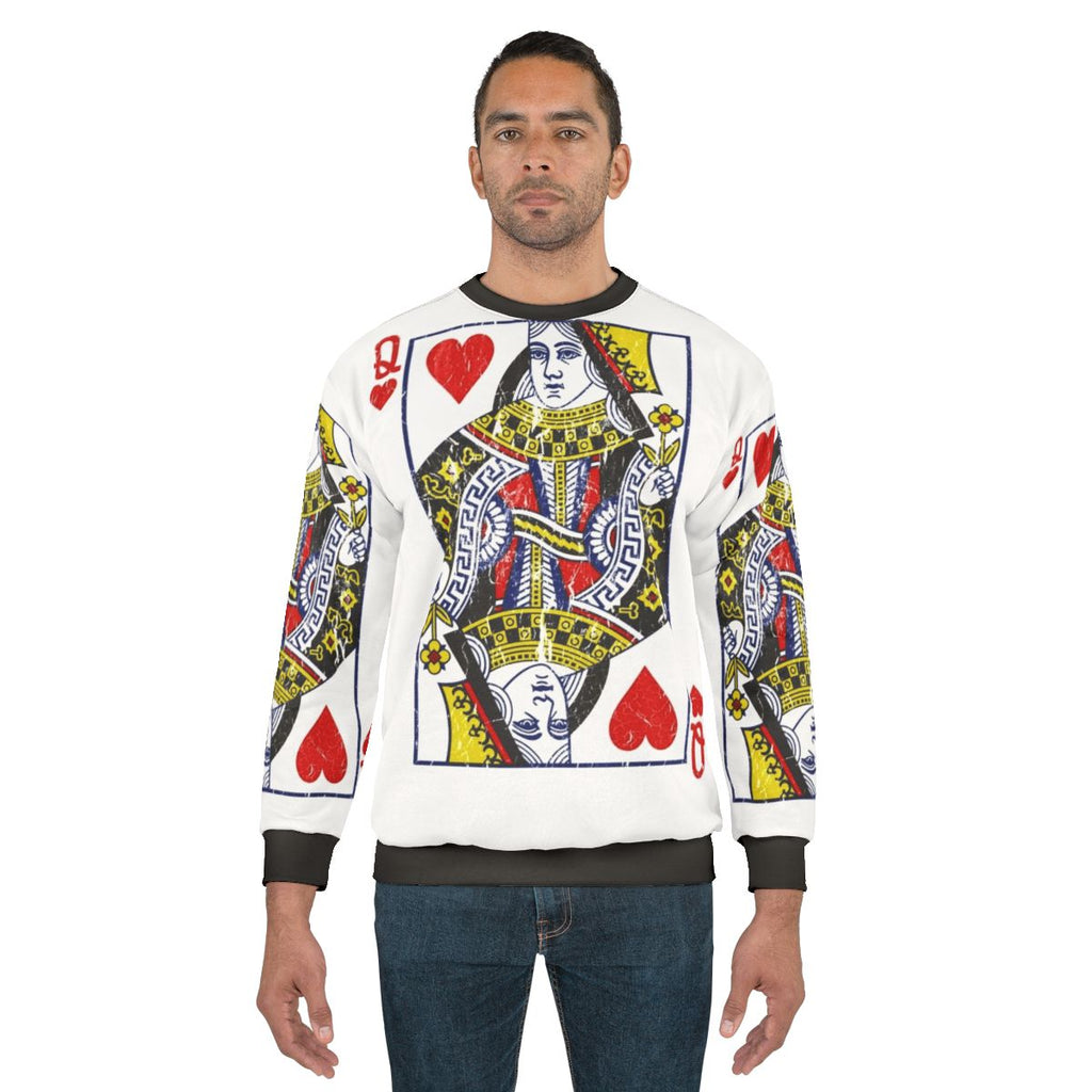 Queen of Hearts Playing Card Sweatshirt