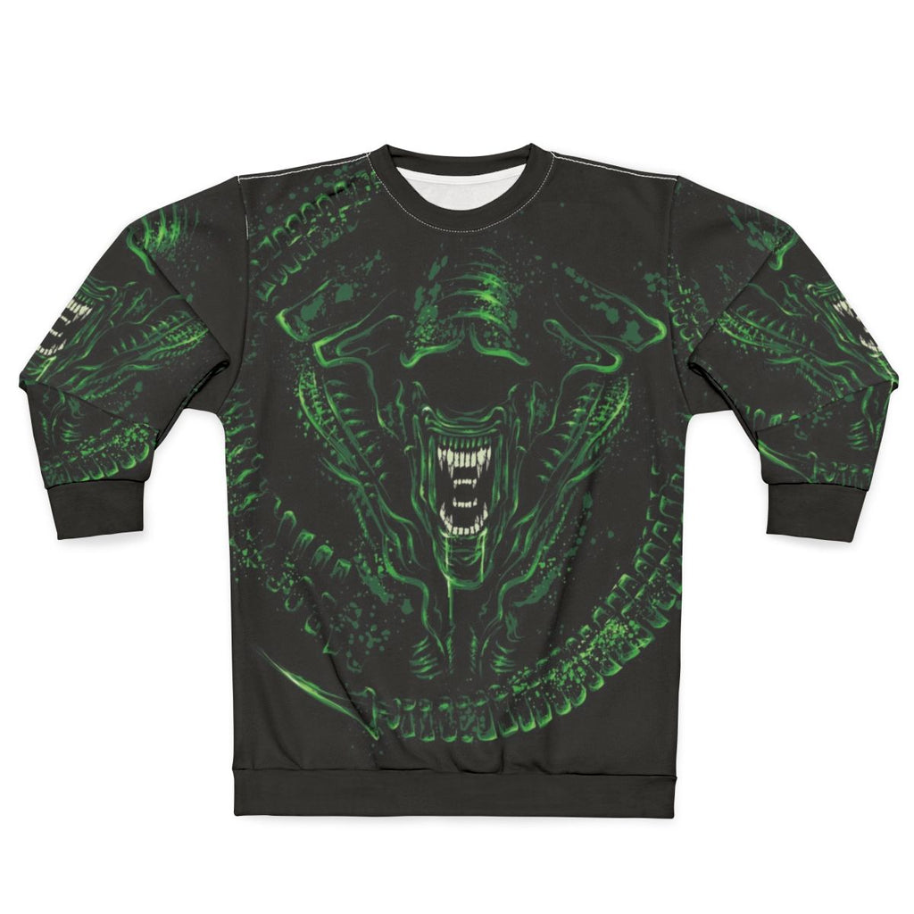 Queen Sci-Fi Horror Sweatshirt with Xenomorph Graphic