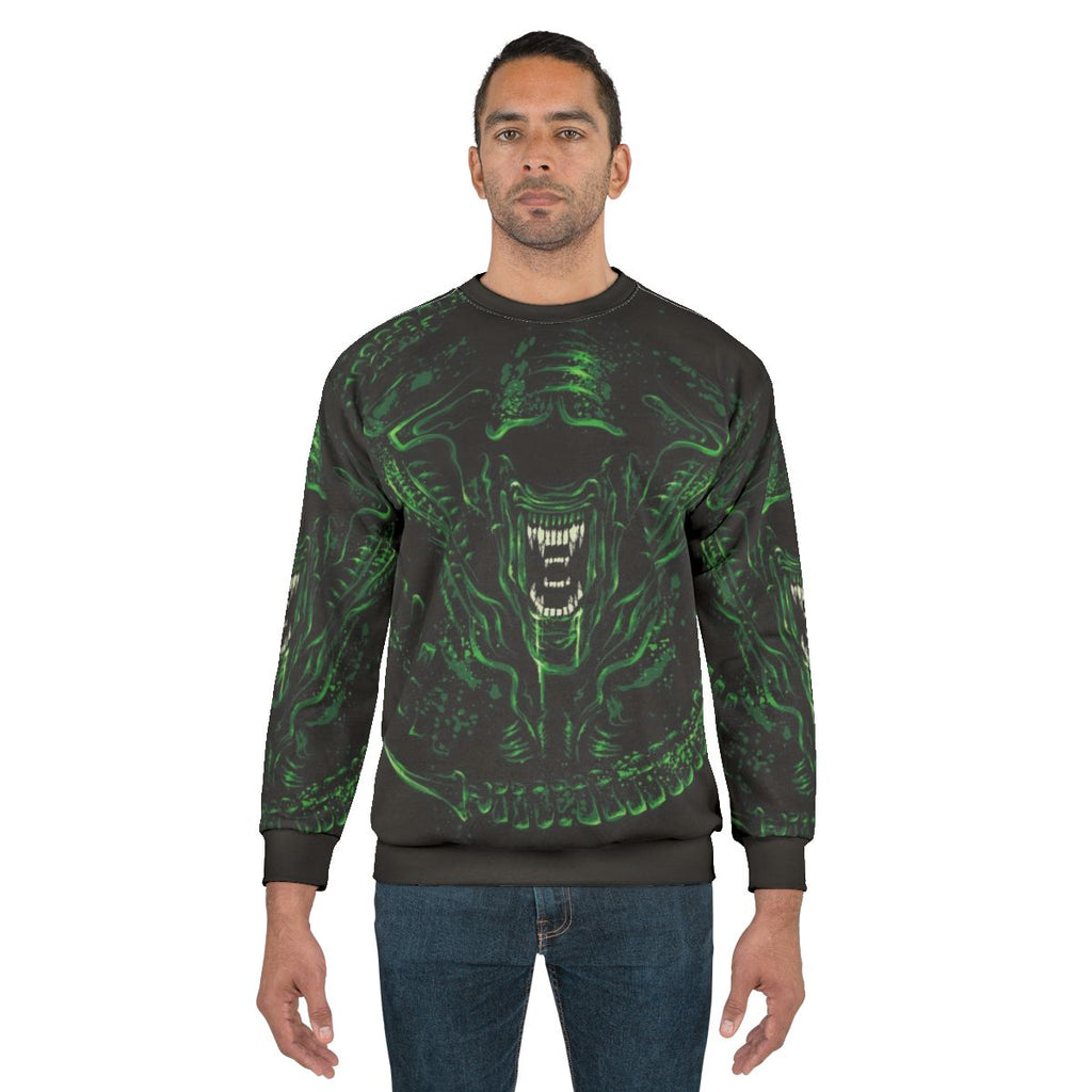 Queen Sci-Fi Horror Sweatshirt with Xenomorph Graphic