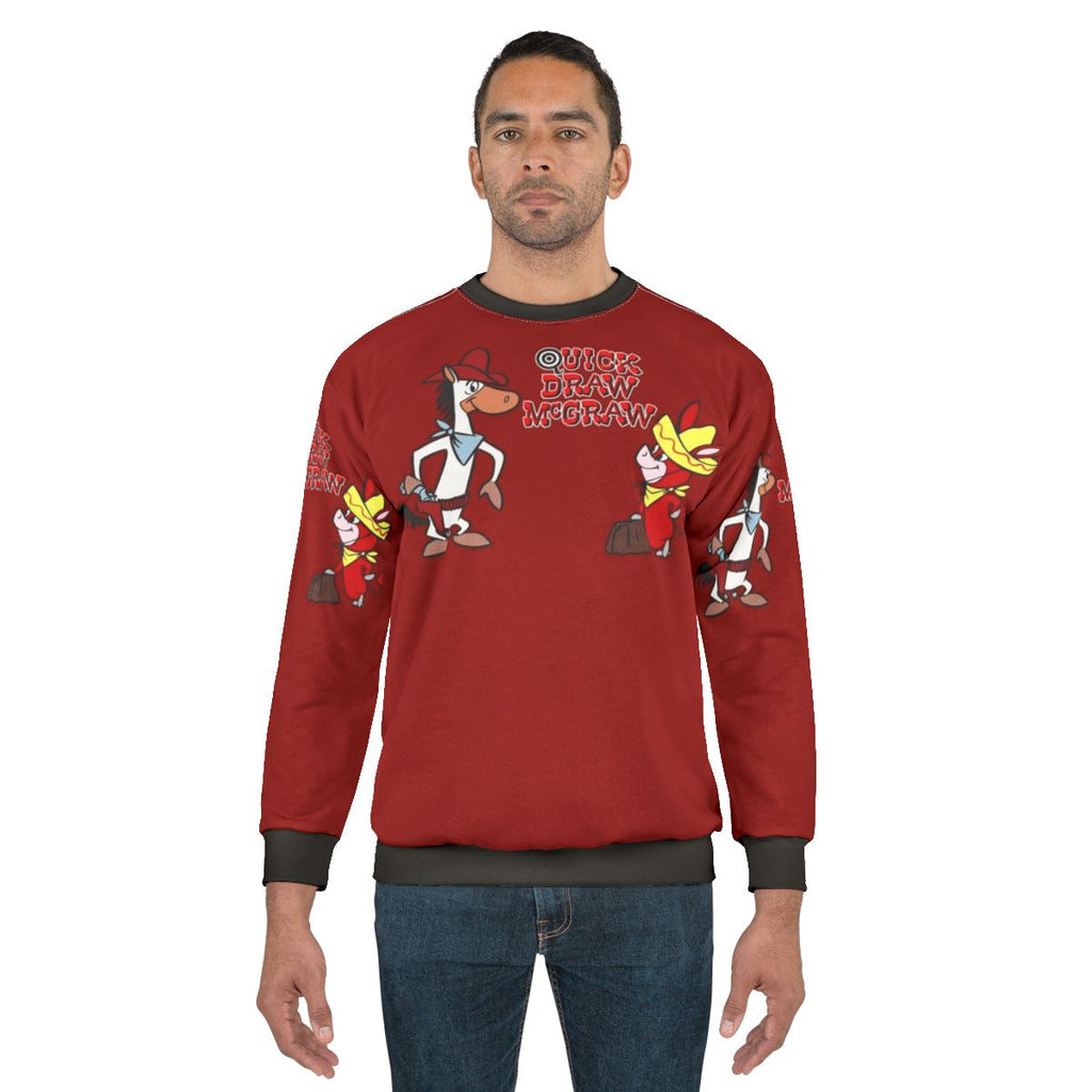 Quick Draw McGraw cartoon character on a grey sweatshirt