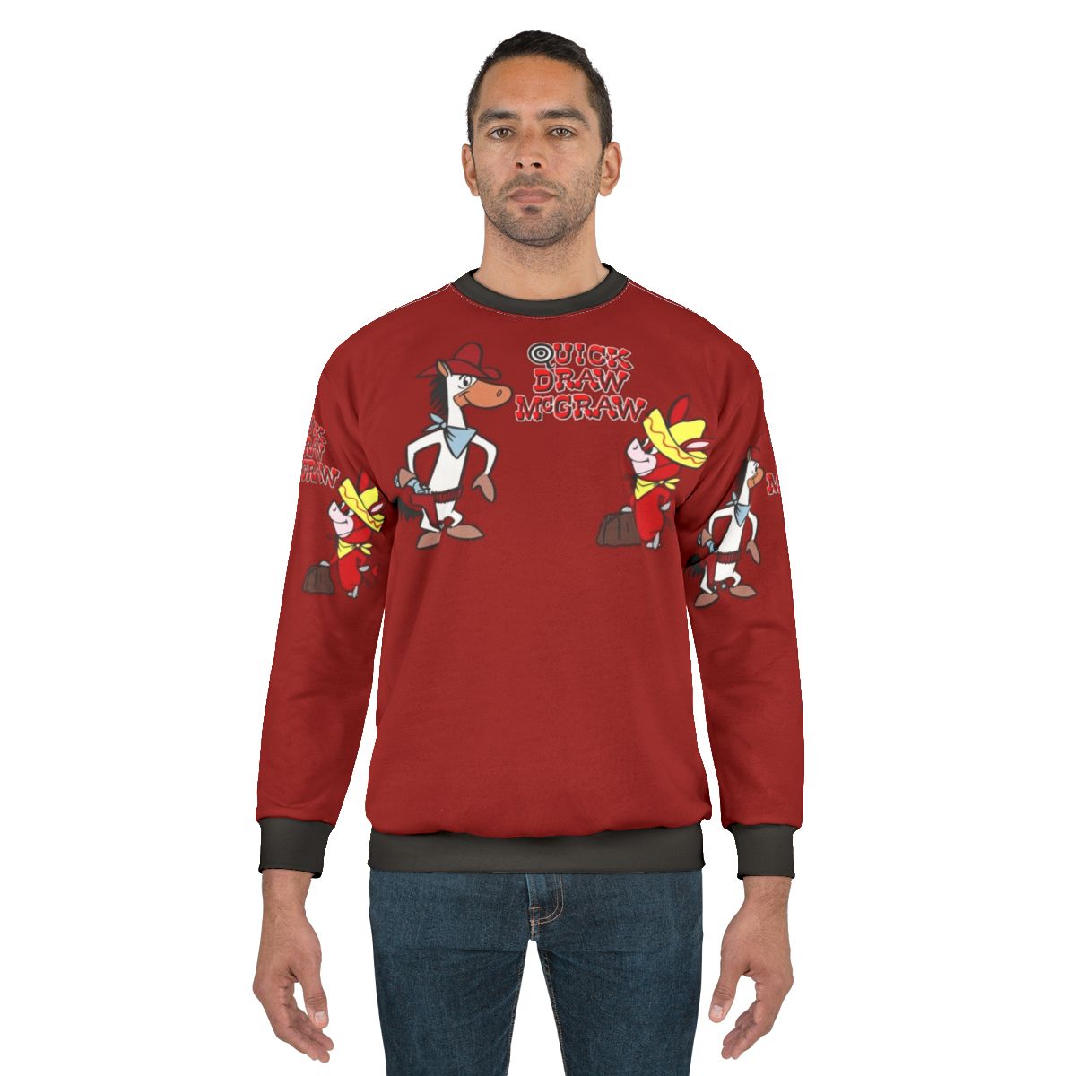 Quick Draw McGraw cartoon character on a grey sweatshirt