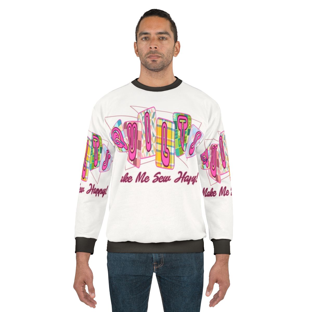 Quilted sweatshirt for quilting and sewing enthusiasts