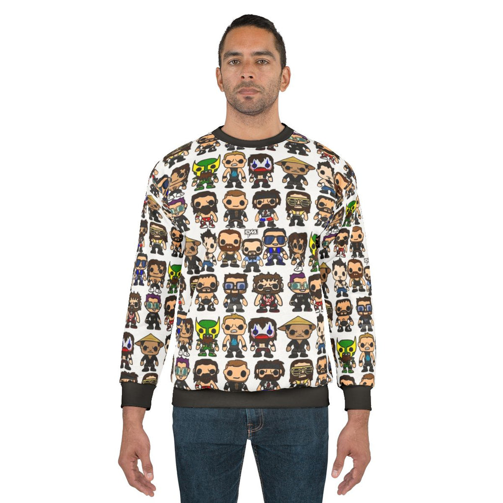 Qwa Vinyl Pop Fighters Sweatshirt with wrestling and pop art design