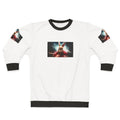 Rabbit The Superhero graphic on a grey sweatshirt