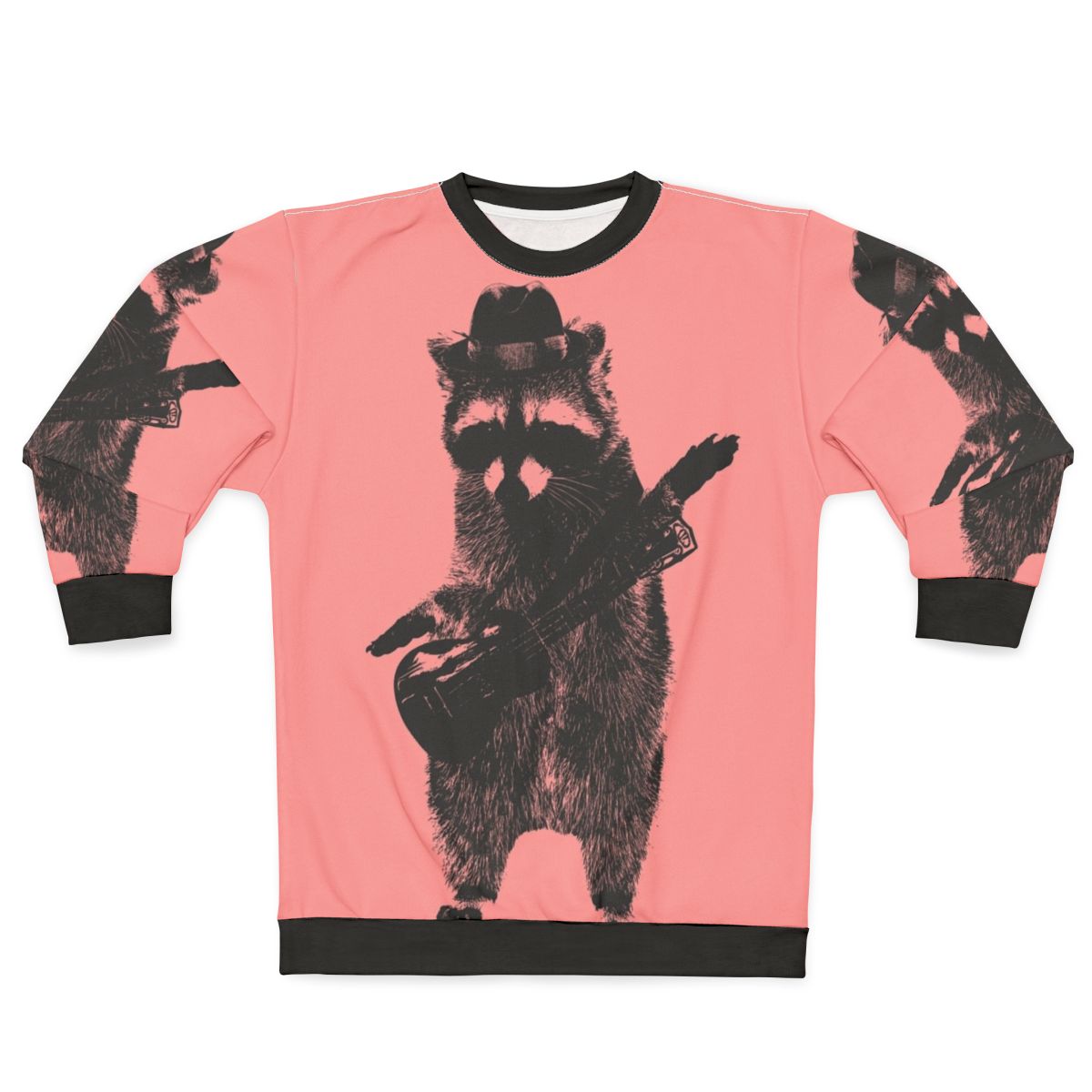 Raccoon holding a ukulele graphic sweatshirt