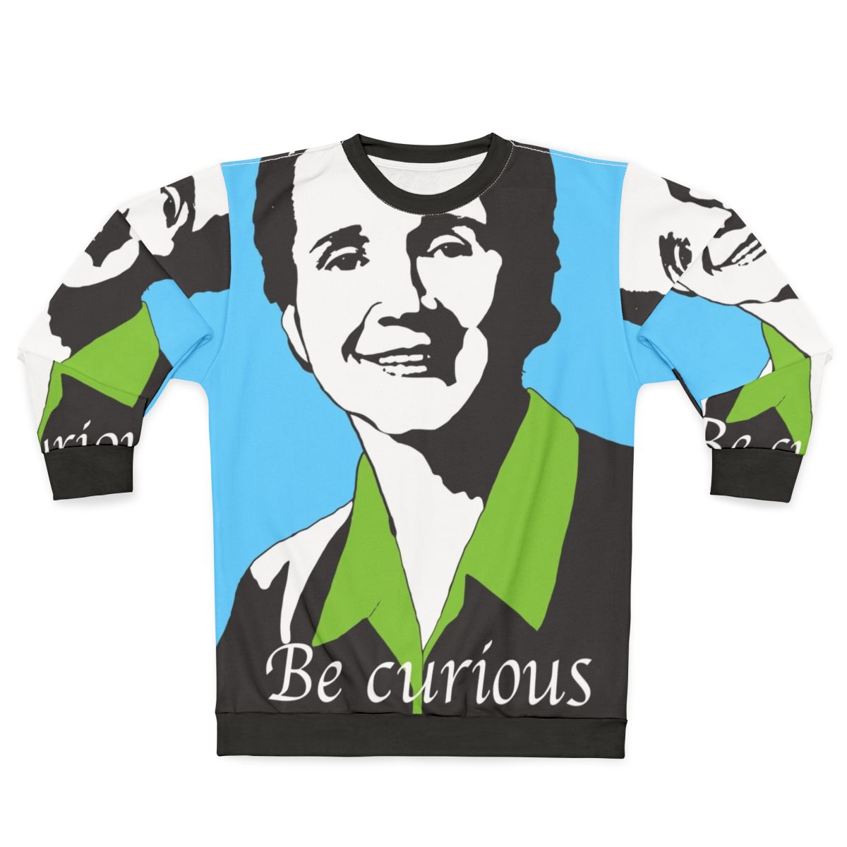 Rachel Carson environmentalist sweatshirt with nature and LGBTQ+ pride elements