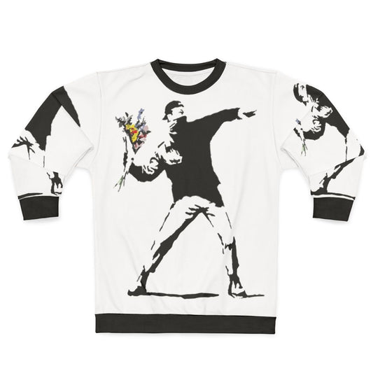 Rage Flower Bomber Stencil Sweatshirt featuring street art inspired design