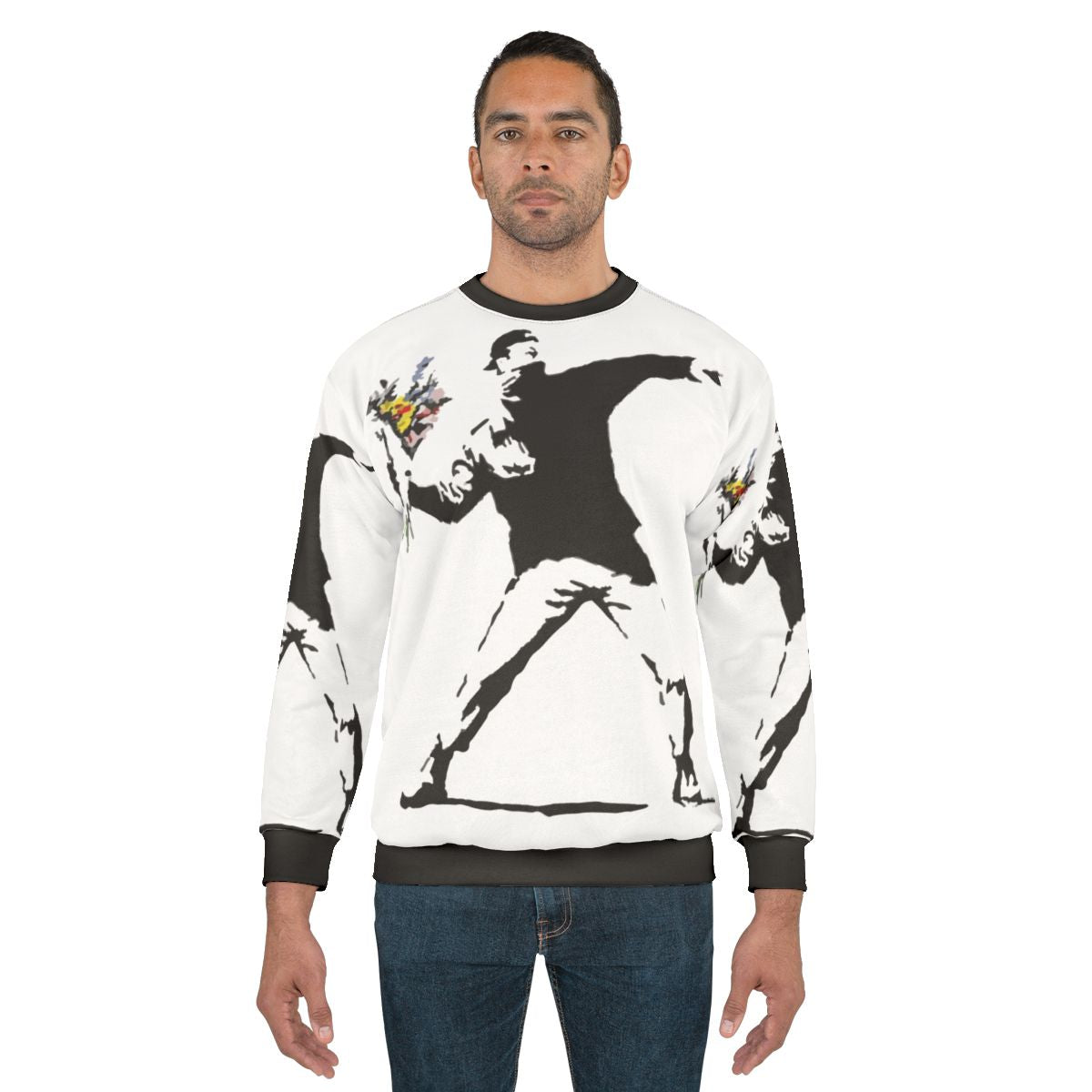 Rage Flower Bomber Stencil Sweatshirt featuring street art inspired design