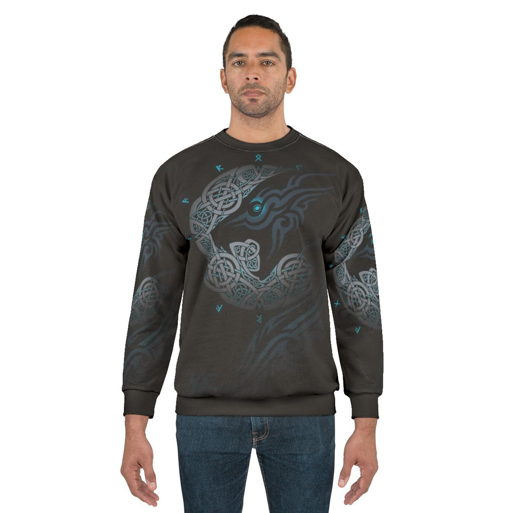 Ragnarok Moon Sweatshirt featuring Nordic mythology and Celtic knots design