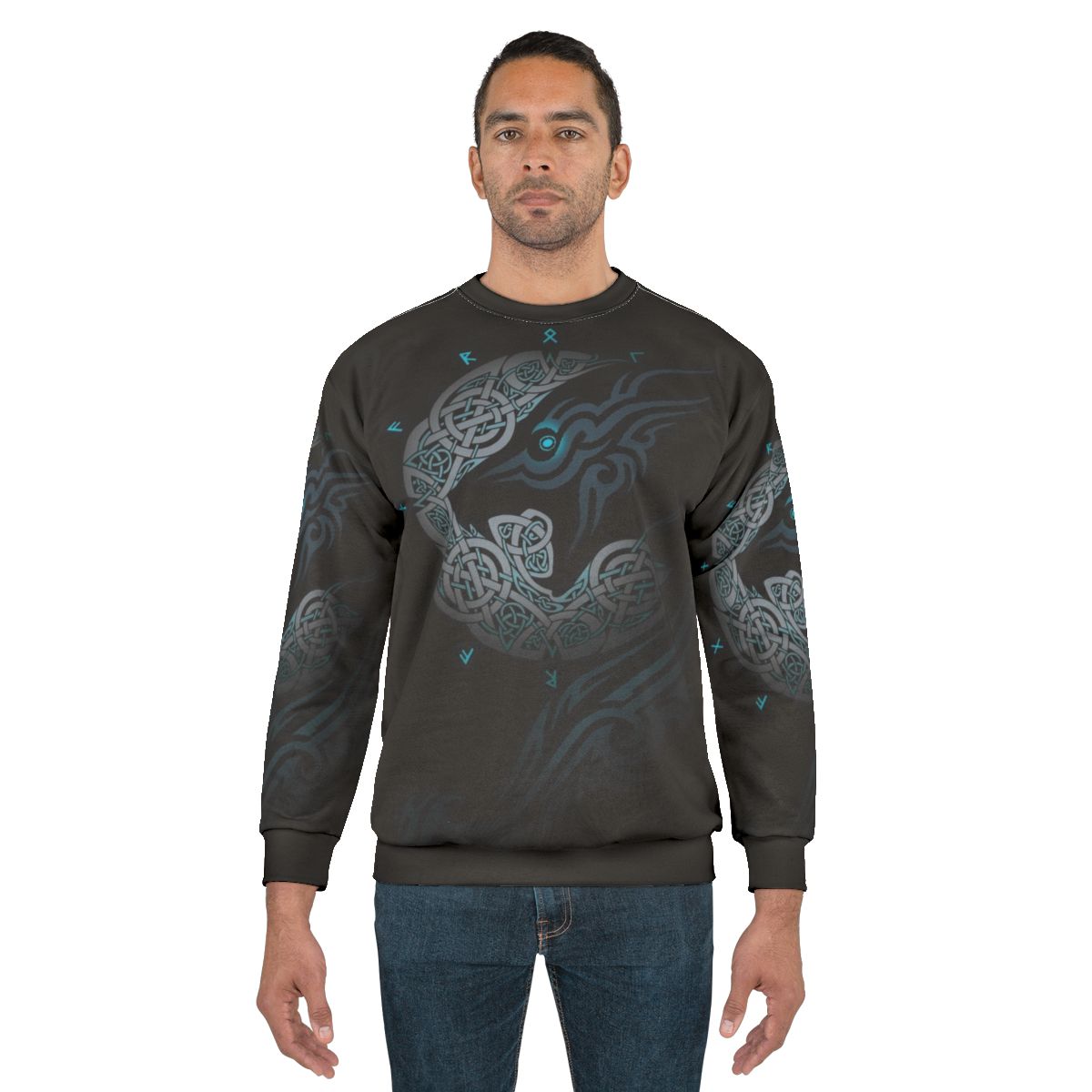 Ragnarok Moon Sweatshirt featuring Nordic mythology and Celtic knots design