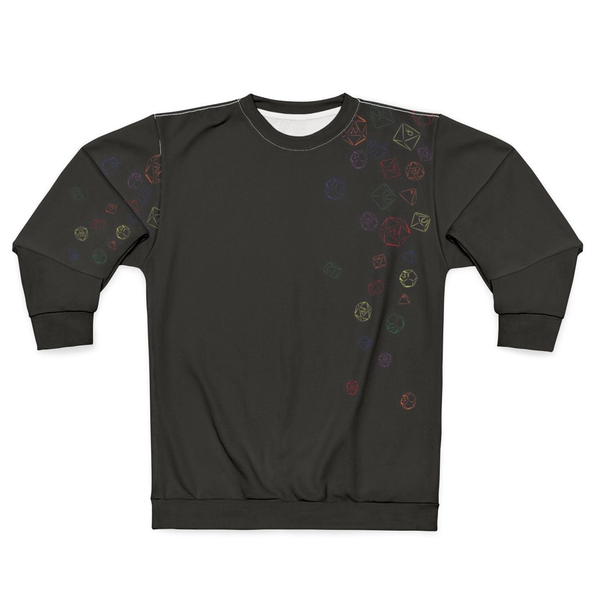 Colorful rainbow dice pattern printed sweatshirt for gamers