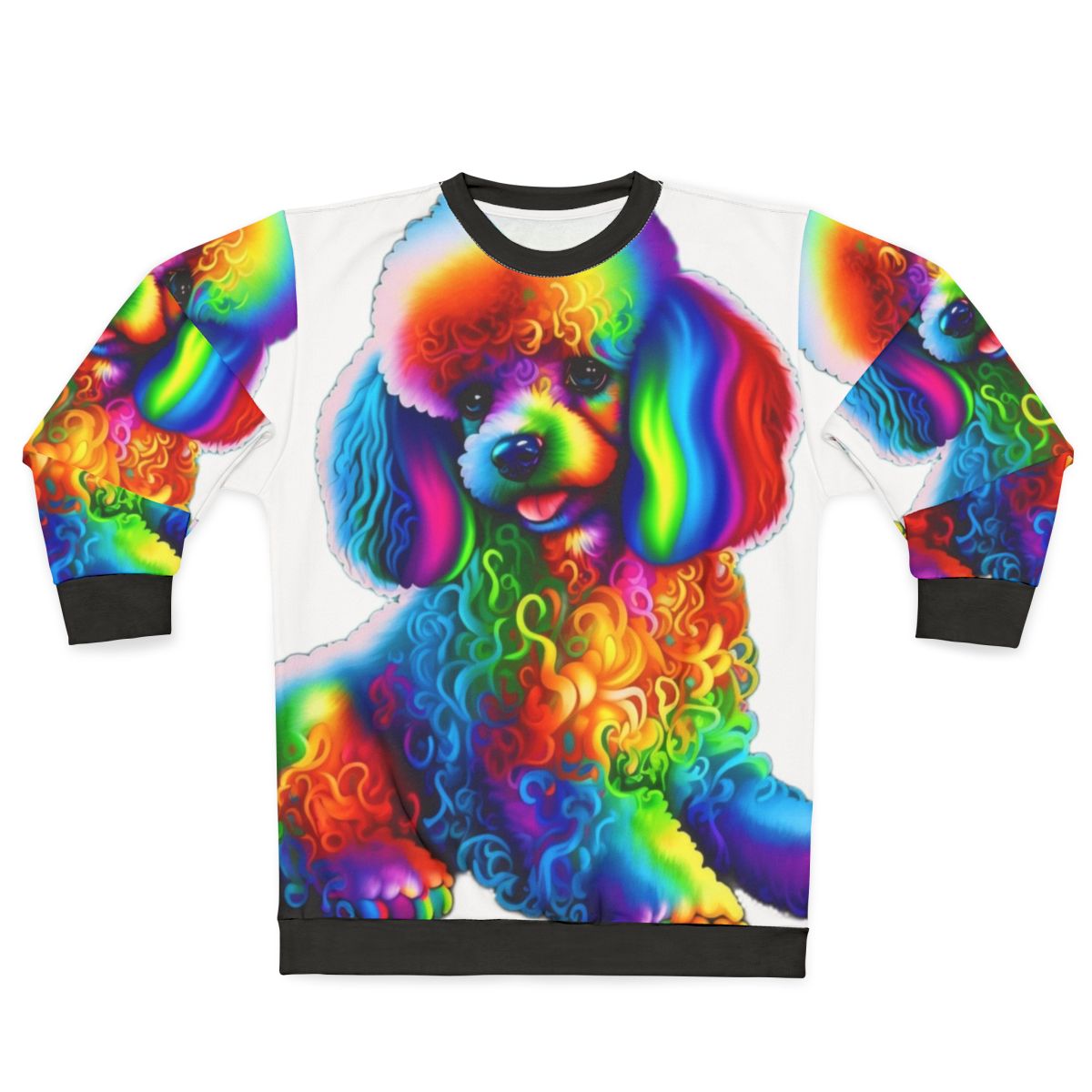 Colorful poodle design on a soft, cozy sweatshirt