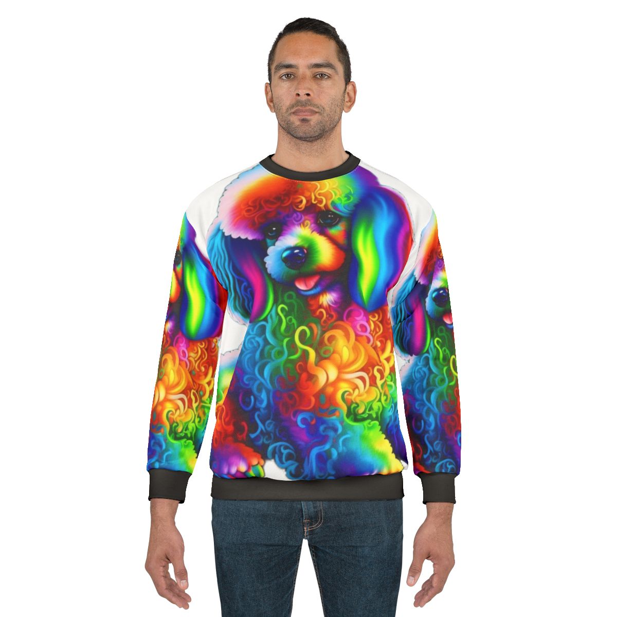 Colorful poodle design on a soft, cozy sweatshirt