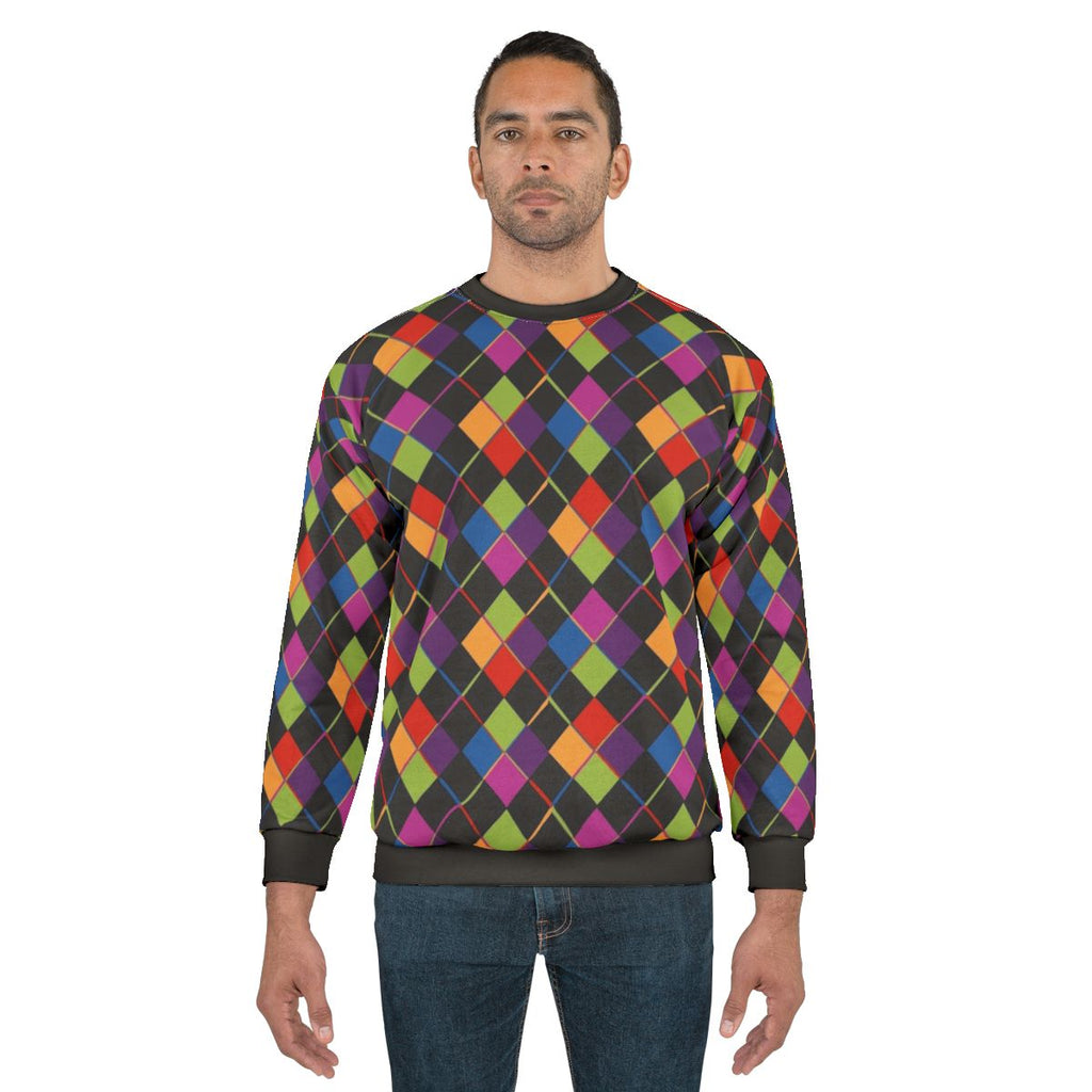 Retro 1980s rainbow diamond pattern sweatshirt
