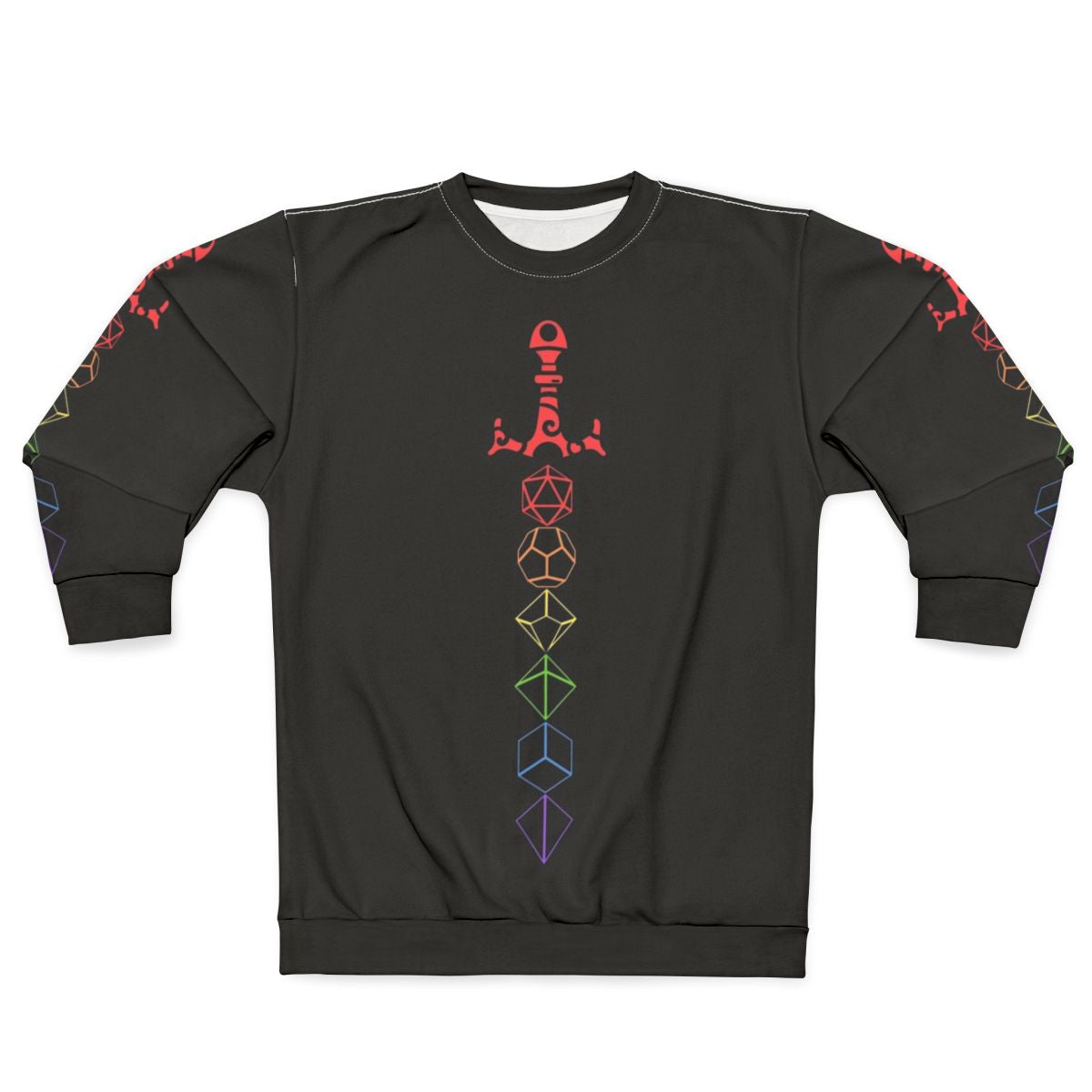Rainbow dice sword tabletop RPG gaming sweatshirt