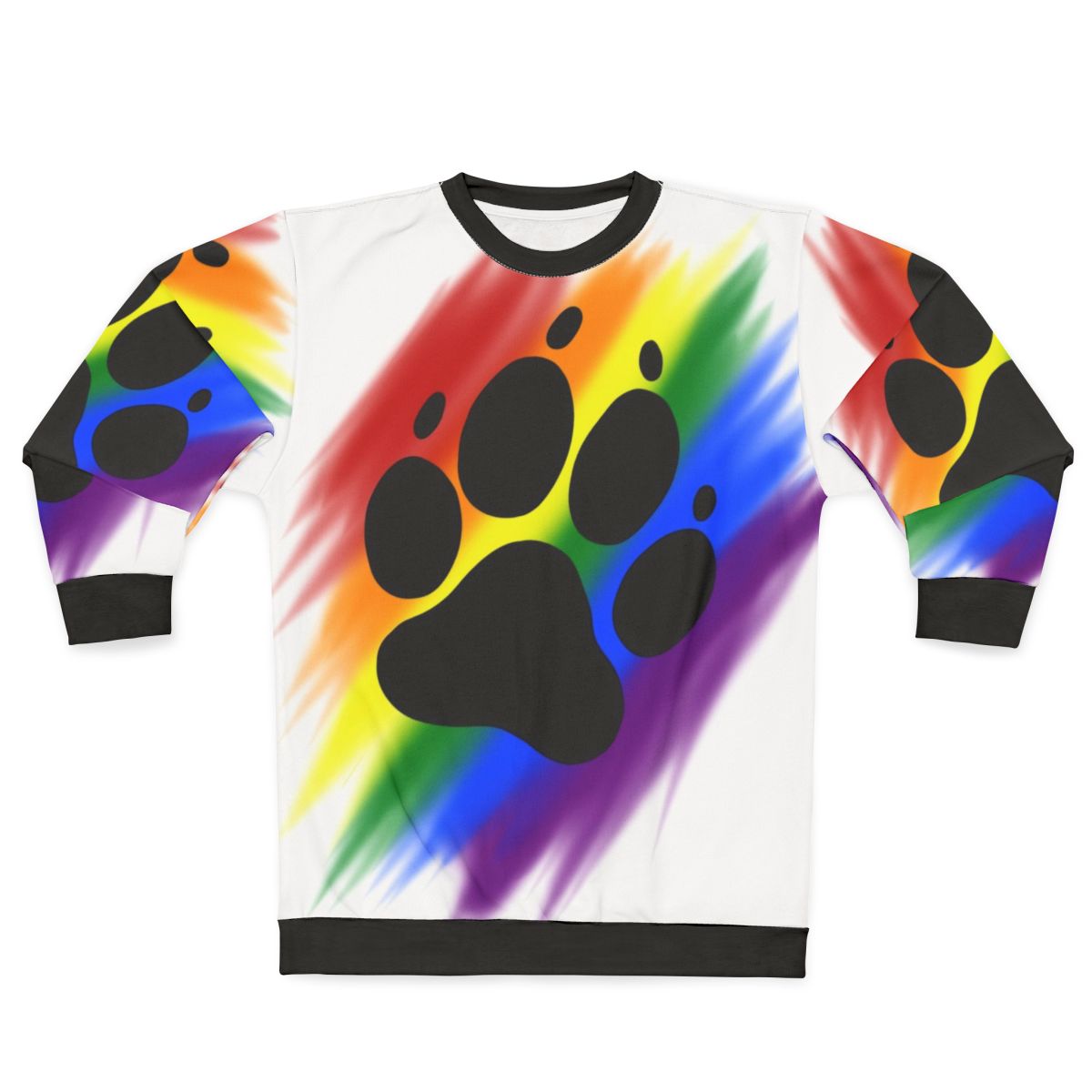 Colorful rainbow dog paw print sweatshirt