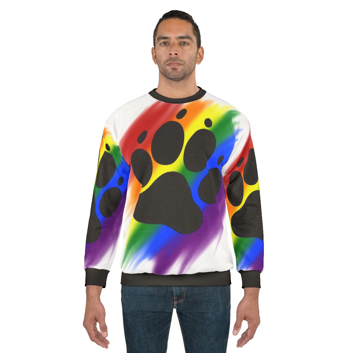 Colorful rainbow dog paw print sweatshirt