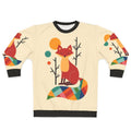 Colorful rainbow fox graphic on a cozy sweatshirt