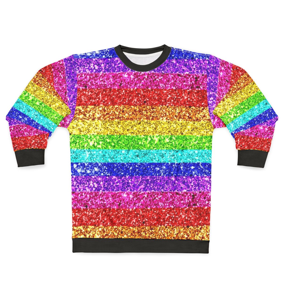 Colorful rainbow glitter sweatshirt with LGBT pride design