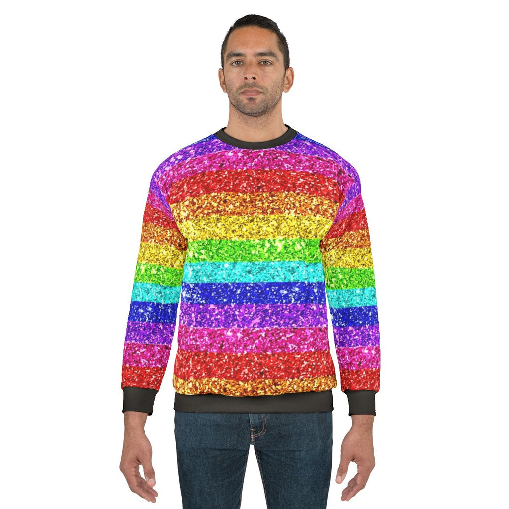 Colorful rainbow glitter sweatshirt with LGBT pride design