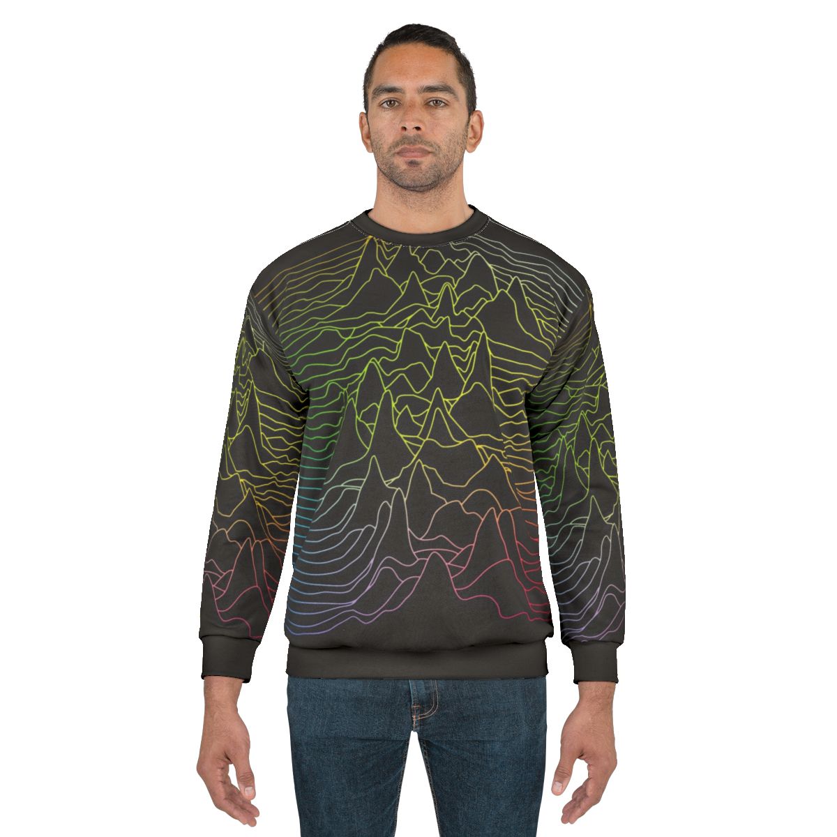 Minimalist sound wave graphic design on a cozy sweatshirt