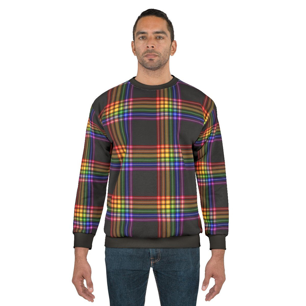 Colorful rainbow plaid sweatshirt for LGBTQ pride