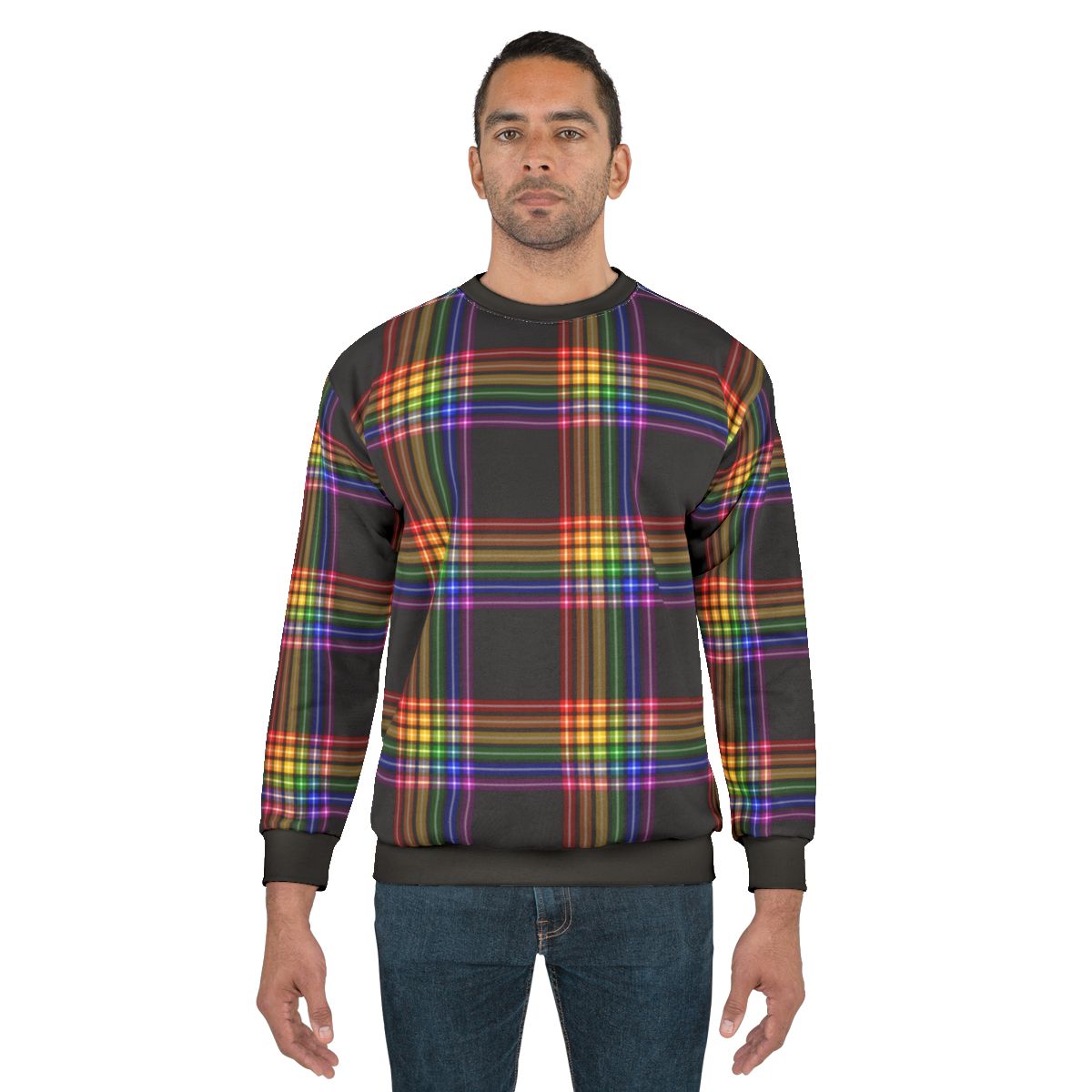 Colorful rainbow plaid sweatshirt for LGBTQ pride