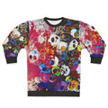 Rainbow Skull Sweatshirt with Takashi Murakami Inspired Floral Design