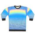 Colorful rainbow sweatshirt with abstract patterns