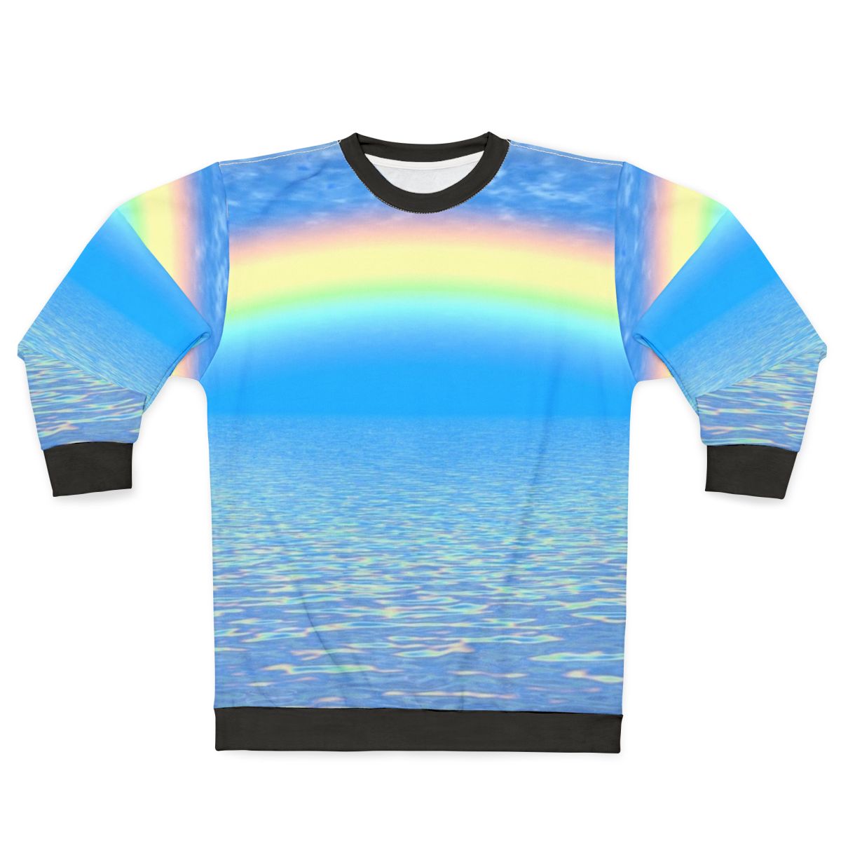Colorful rainbow sweatshirt with abstract patterns