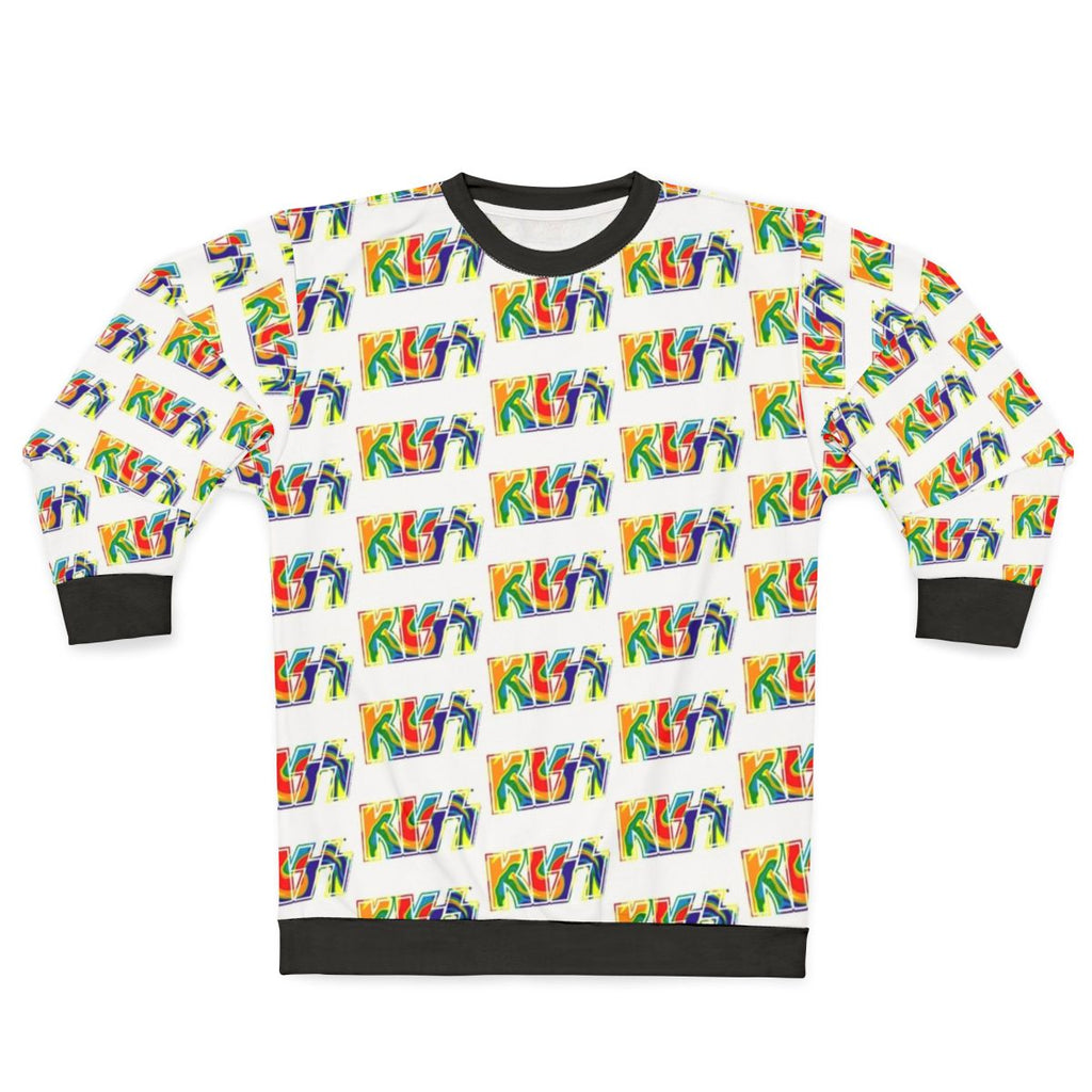 Rainbow tie-dye Kiss the Band logo sweatshirt