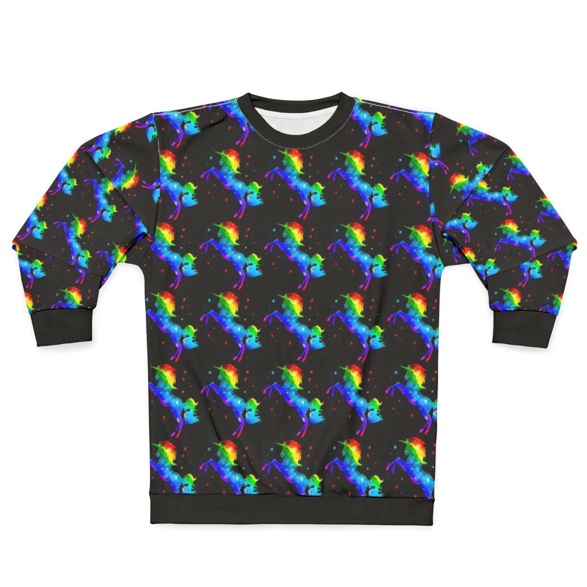 Colorful galaxy sweatshirt with rainbow unicorn and stars design