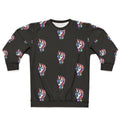 Rainbow unicorn graphic on cozy sweatshirt