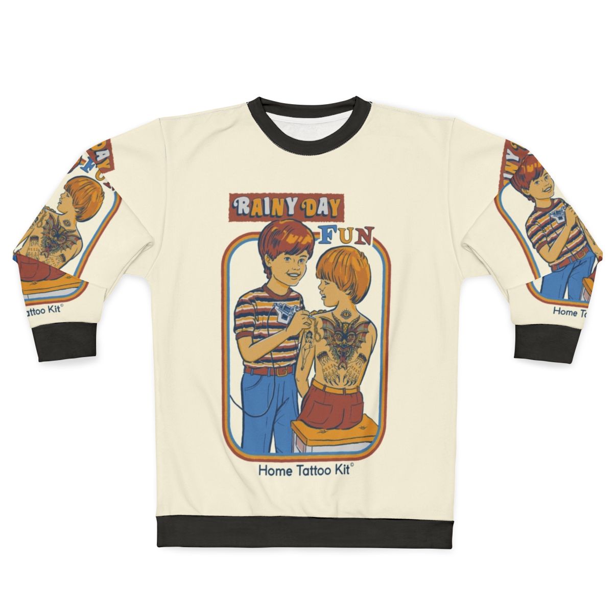 Retro-style rainy day fun sweatshirt