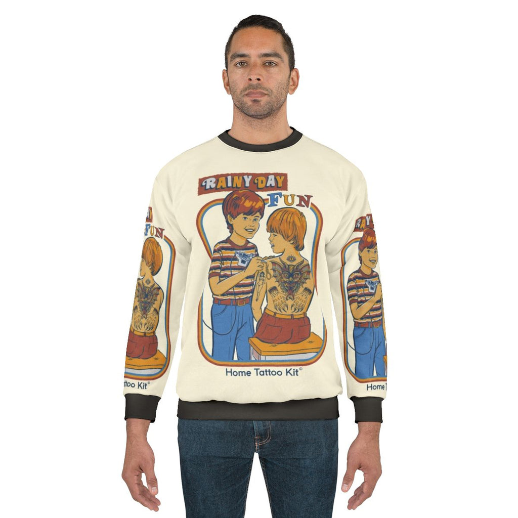 Retro-style rainy day fun sweatshirt